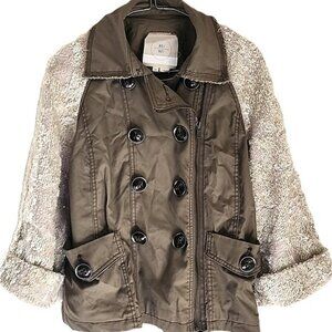 Anthropologie HEI HEI Women's Olive Green Double Breasted Sequined Jacket XS